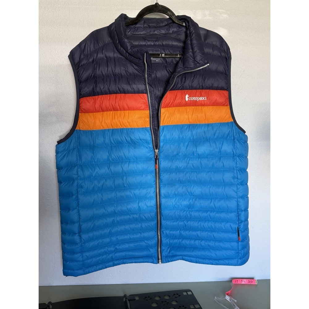 Cotopaxi Down Puffer Vest Mens XXL Colorblock Blue Orange Red Outdoor NWOT